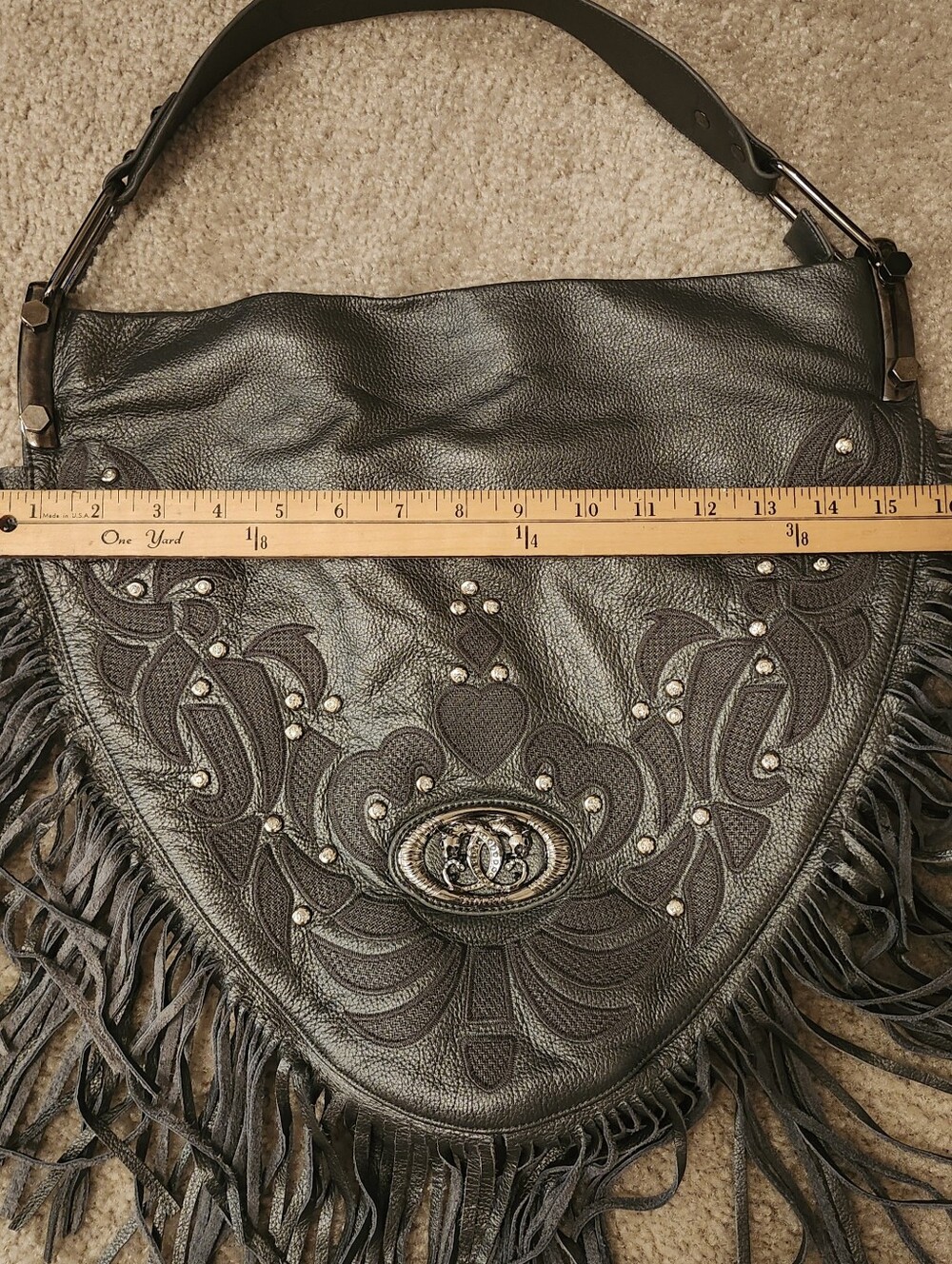 Sharif Gray Bling Fringe Shoulder Bag - Picture 12 of 12